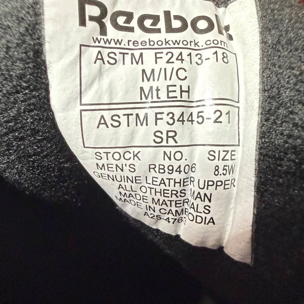 Reebok The Blast Work High Top Sneaker Composite Toe Mens 8.5 Wide RB9406 Black